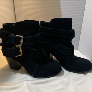 Black Ankle Boots with Buckle Detail